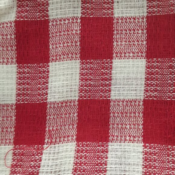 Vintage Red and White Check Calico Material and Assorted Ribbons - Picture 2 of 6